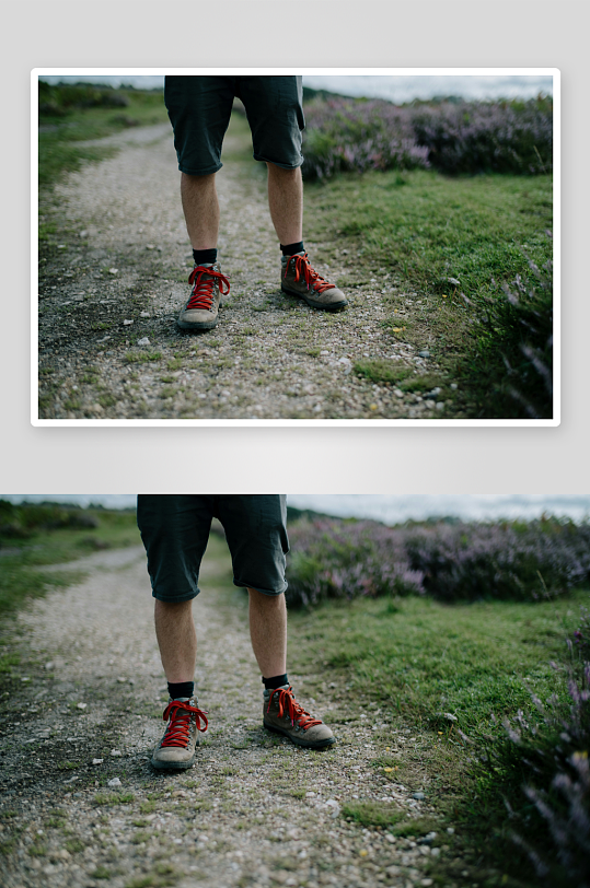 徒步者站在碎石小径上-众图网