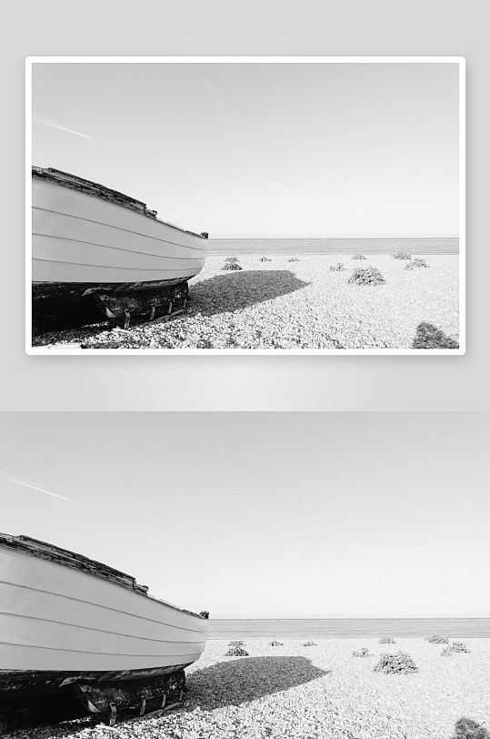 搁浅的船只与沙滩-众图网