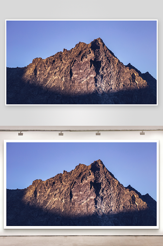 日光照射下的山峰剪影-众图网