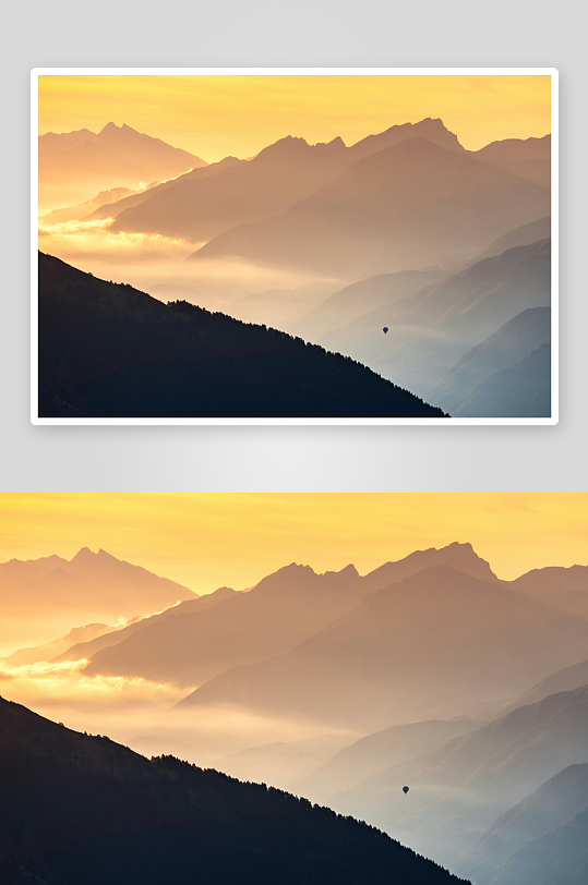 日出时分的层叠山脉-众图网