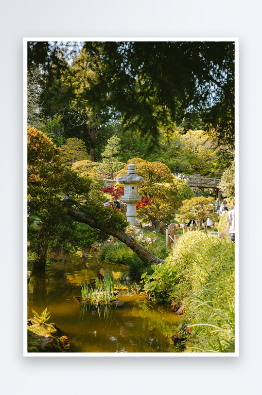 日式庭园溪流景观-众图网