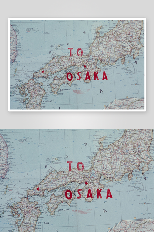 日本地图标注大阪与东京-众图网