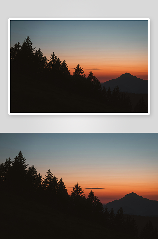 日落时分山林剪影-众图网