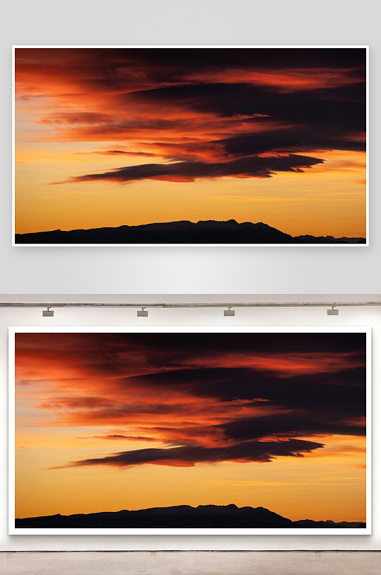 日落时分的山峦与云彩-众图网