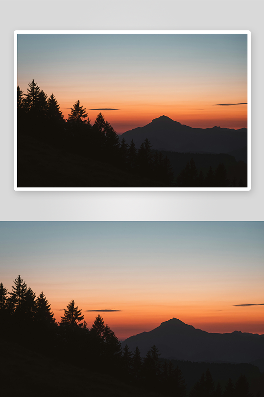 日落时分的山林剪影-众图网