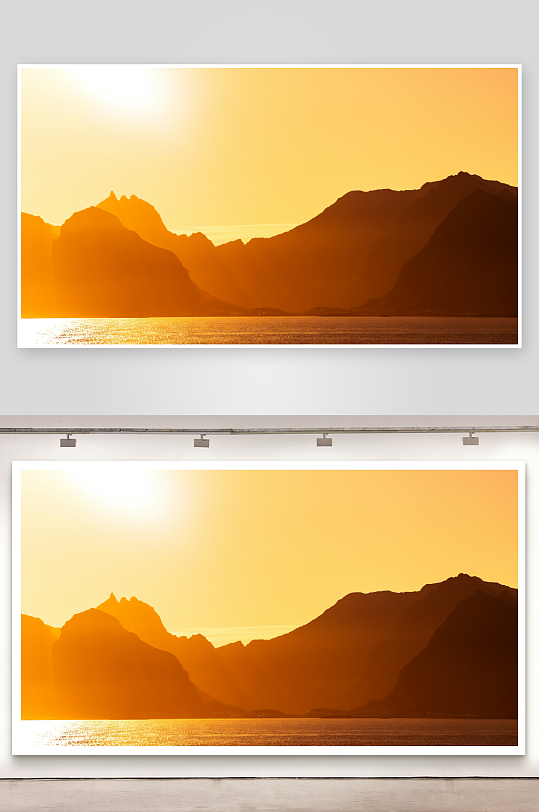 日落时分的山海剪影-众图网