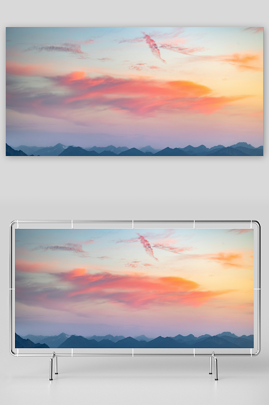日落时分的山脉云霞-众图网