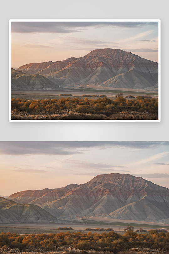 日落时分的彩色山丘景观-众图网