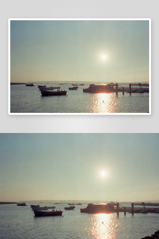 日落时分的港口渔船-众图网