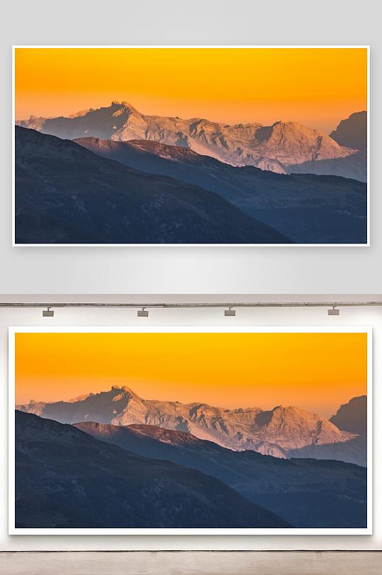 日落时分的雪山景观-众图网