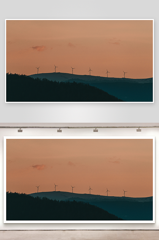 日落时分的风力发电机-众图网