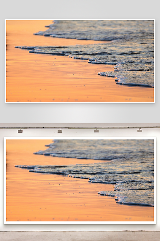 日落海滩波浪轻拍-众图网