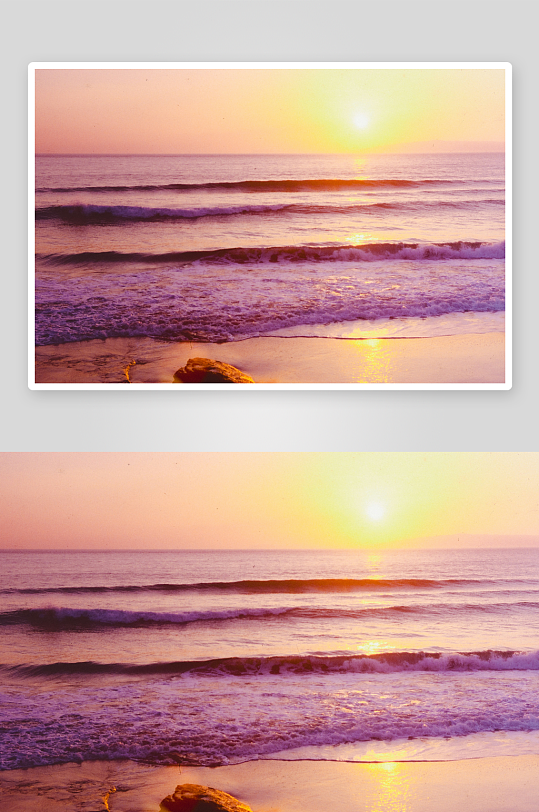 日落海滩海浪美景-众图网