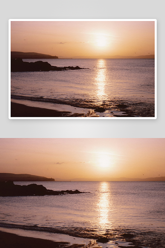 日落海面倒影美景-众图网