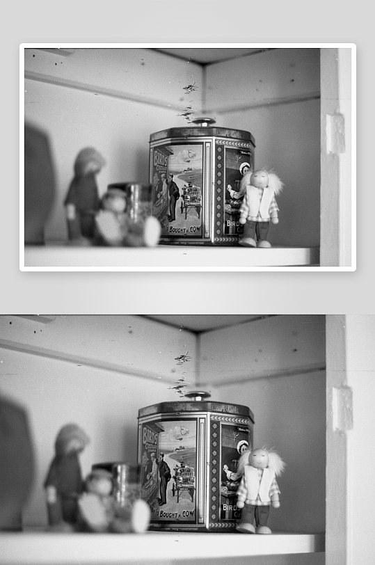 旧式铁盒与玩偶陈列-众图网