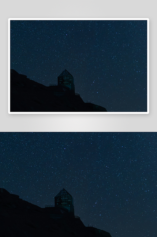 星空下的山巅建筑-众图网