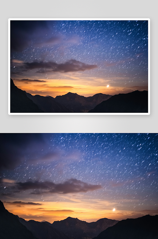 星空下的山脉日出景象-众图网
