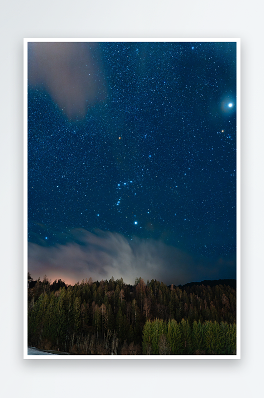 星空下的森林夜景-众图网