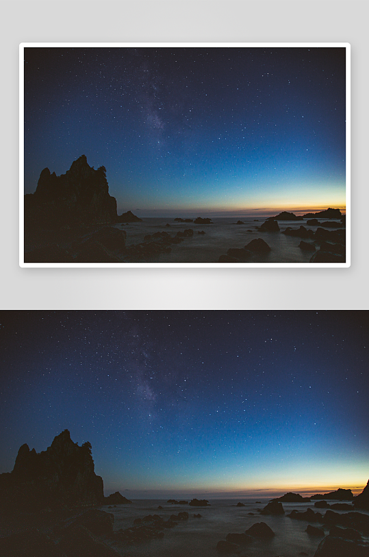星空下的海岸岩石-众图网