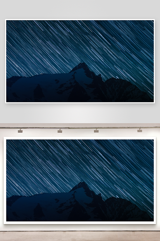 星空下的雪山剪影-众图网