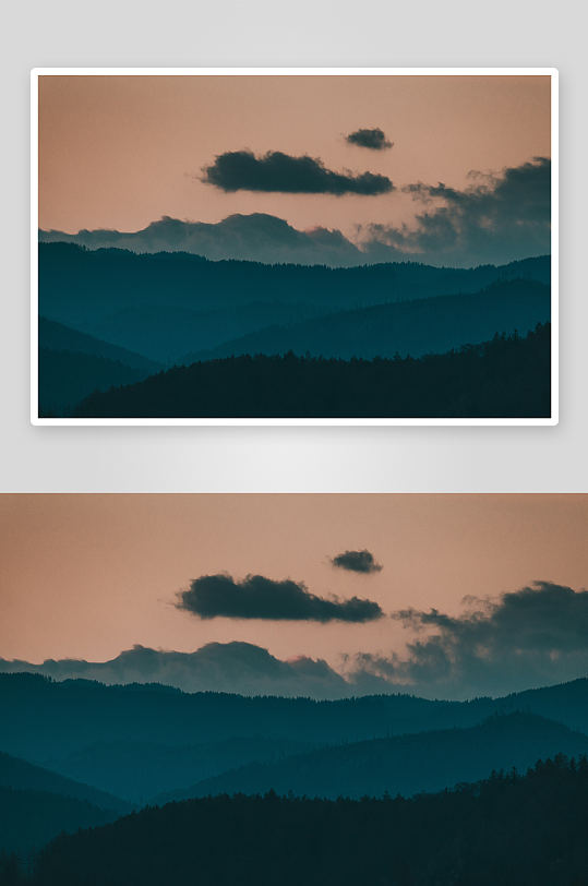 暮色中的层叠山峦-众图网