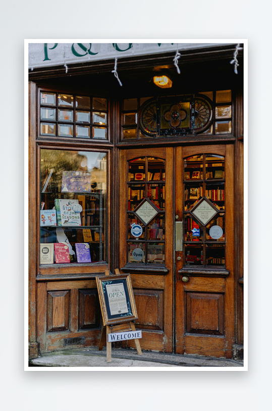 木质书店门面外观-众图网