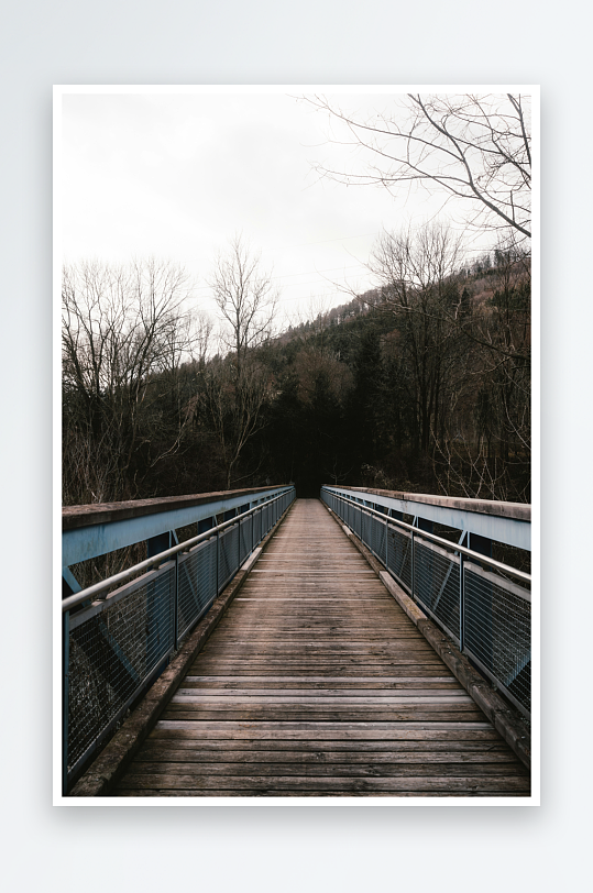木质步道桥通向山林-众图网