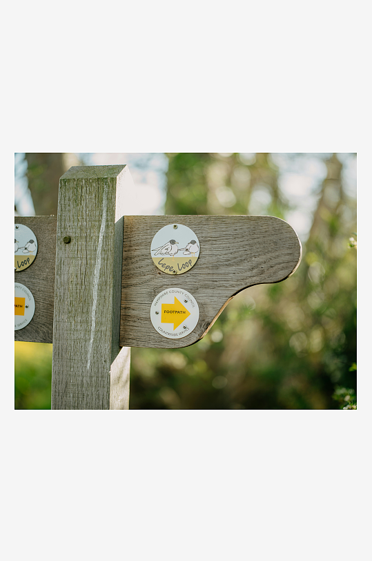 木质路标指示自然步道-众图网