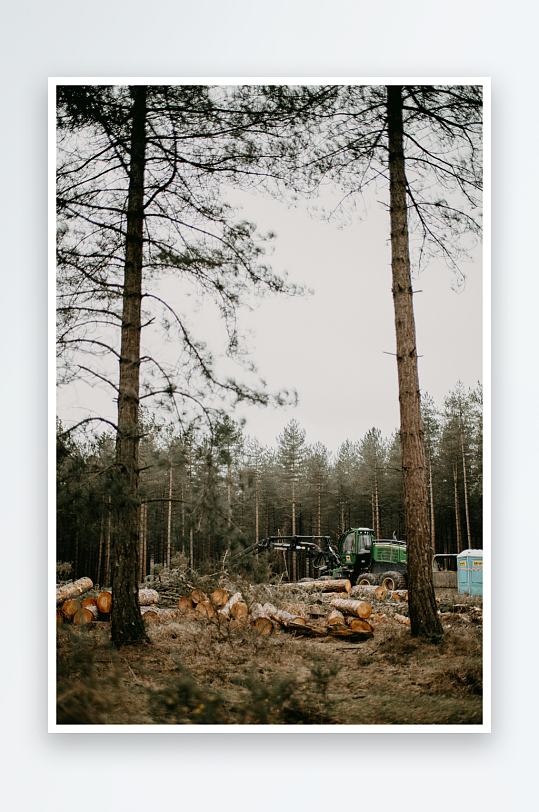 林区伐木作业现场-众图网