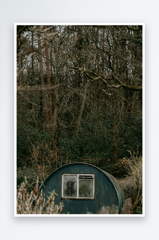 林间蓝色圆顶小屋-众图网