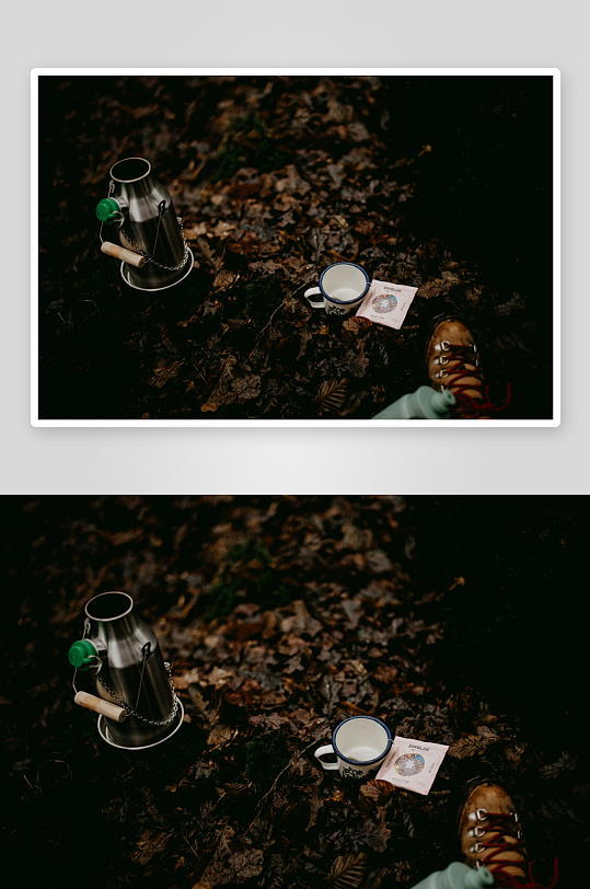 林间露营茶具与徒步装备-众图网