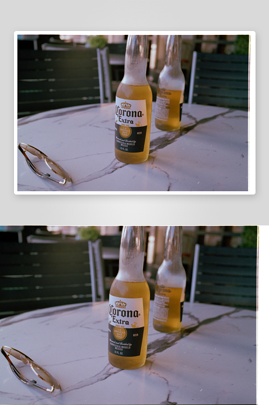 桌上啤酒瓶与眼镜-众图网