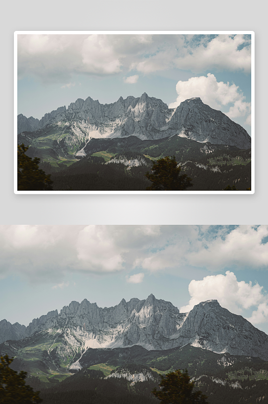 雪山峰峦与云层环绕-众图网