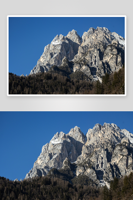 雪山峰峦与森林景观-众图网