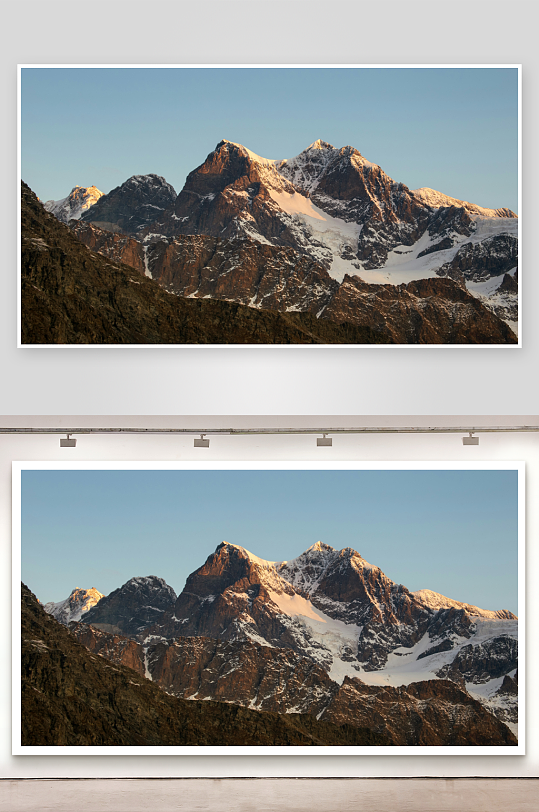 雪山峰峦晨光映照-众图网