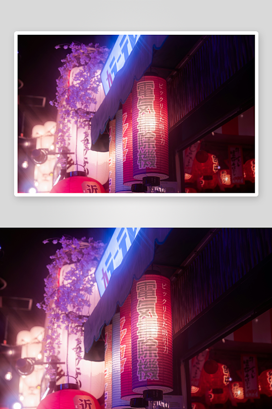 夜市灯笼与霓虹灯饰-众图网