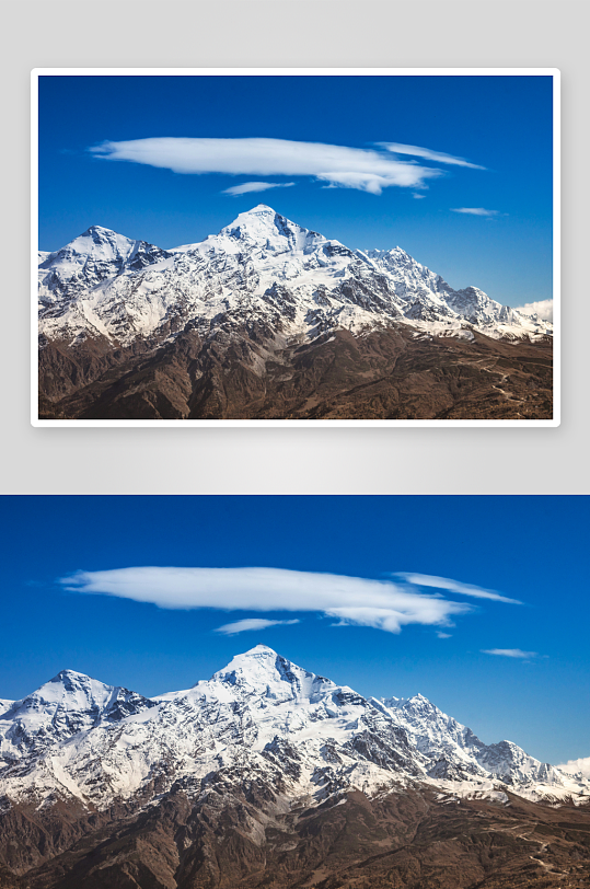 雪山峰顶与蓝天云层-众图网