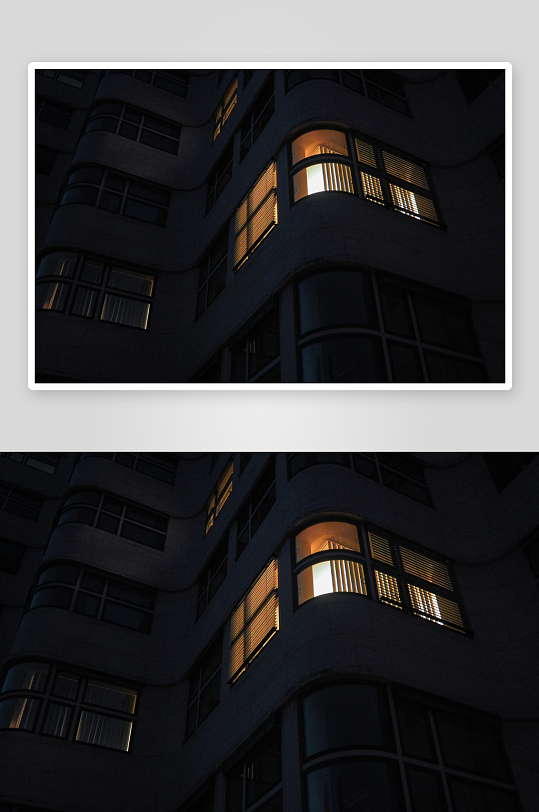 夜幕下的建筑窗户亮光-众图网