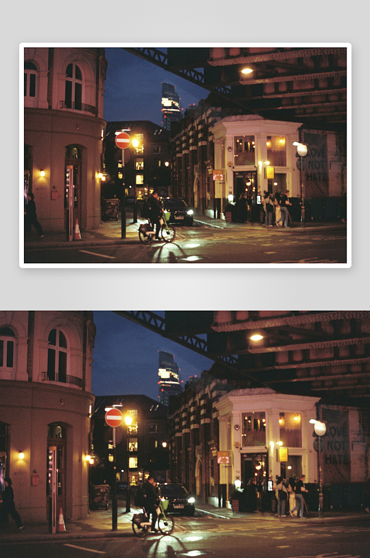 夜晚城市街景与行人活动-众图网