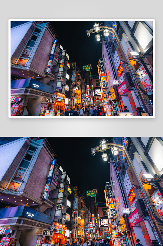 夜晚繁华商业街景-众图网