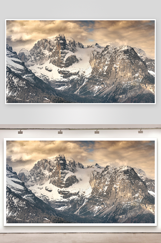 雪山峻岭云雾缭绕-众图网