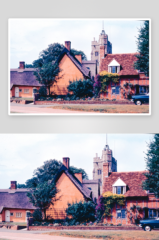 乡村教堂与传统民居-众图网