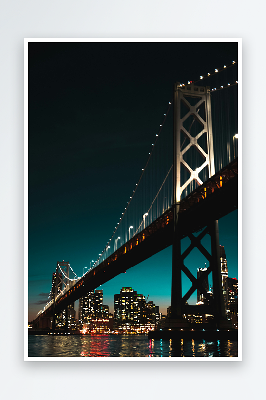 夜景大桥与城市灯光-众图网