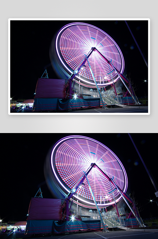 夜景摩天轮灯光秀-众图网