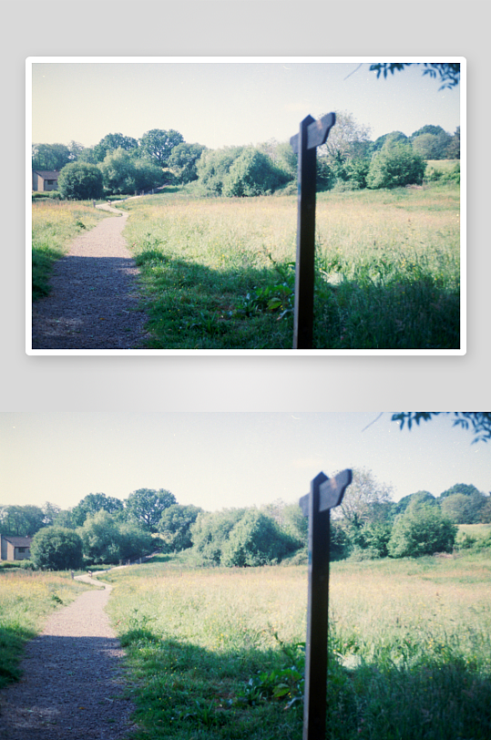 乡间小径旁的指示牌-众图网