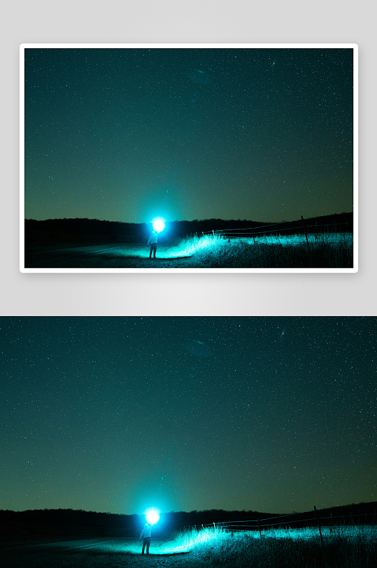 夜空下持光人物剪影-众图网