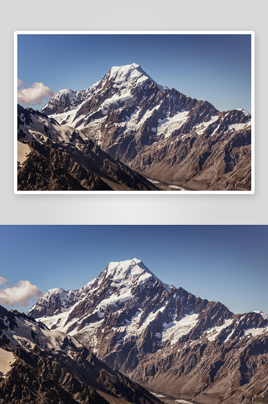 雪山巍峨耸立于蓝天之下-众图网