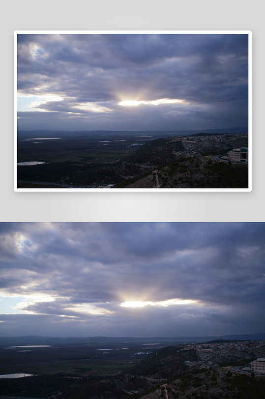 云层破晓山间光影-众图网