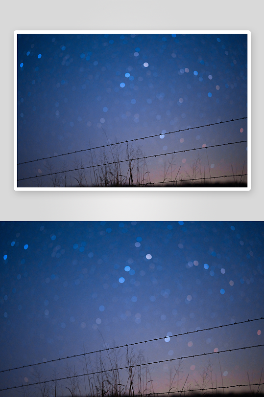 夜空下的铁丝网与星光-众图网