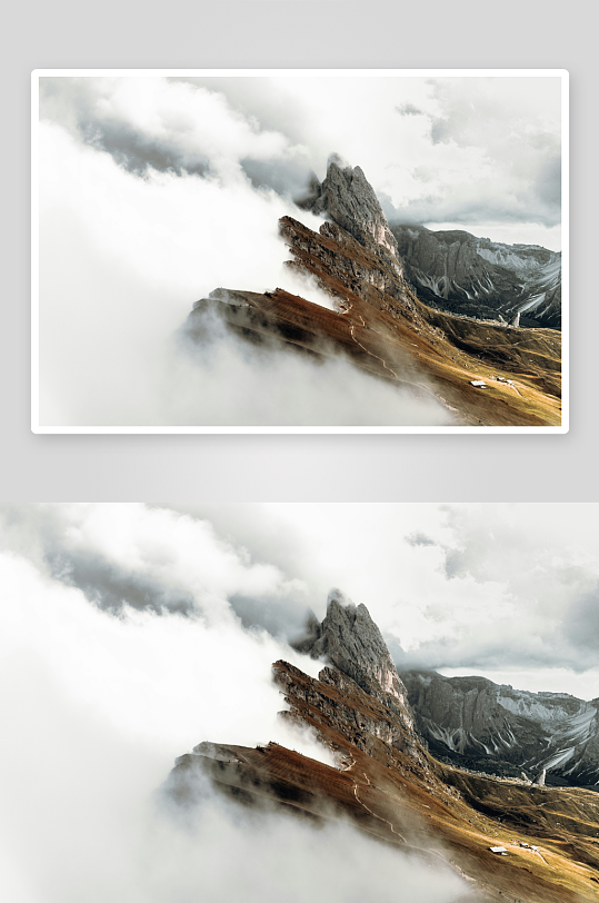 云雾缭绕的山峰景观-众图网